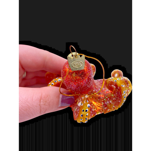 Kurt Adler Christmas Ornament Octopus Red Orange Ocean Beach Blown Glass 4\